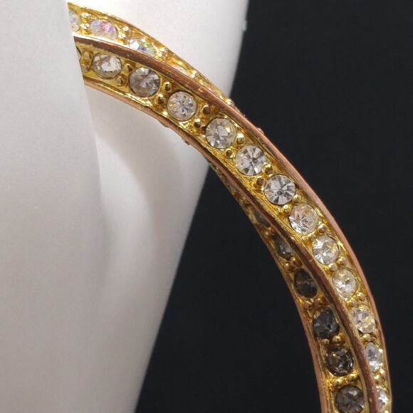 Vintage AB Rhinestone Twisted Bangle Bracelet, 1980s - Picture 2 of 10